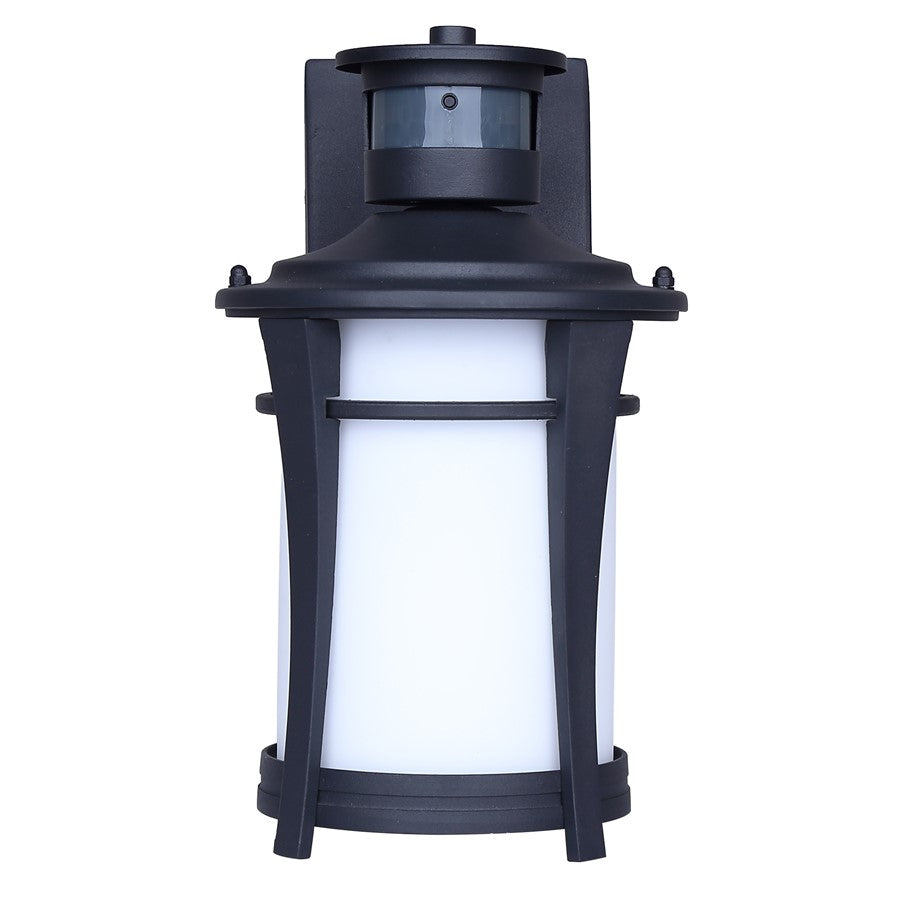 Canarm Casper 11in 1-Light Outdoor Lantern | Modern Black Metal and Flat Opal Glass | Entryway & Patio | 8 x 6.75 x 11.25 in | Model IOL716BK