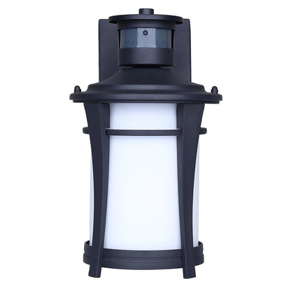 Canarm Casper 11in 1-Light Outdoor Lantern | Modern Black Metal and Flat Opal Glass | Entryway & Patio | 8 x 6.75 x 11.25 in | Model IOL716BK