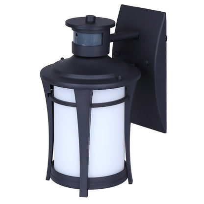 Canarm Casper 11in 1-Light Outdoor Lantern | Modern Black Metal and Flat Opal Glass | Entryway & Patio | 8 x 6.75 x 11.25 in | Model IOL716BK
