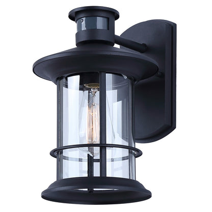 Canarm Dakota 12in 1-Light Outdoor Lantern | Modern Black Metal and Clear Glass | Entryway & Patio | 9.25 x 8 x 12.5 in | Model IOL717BK