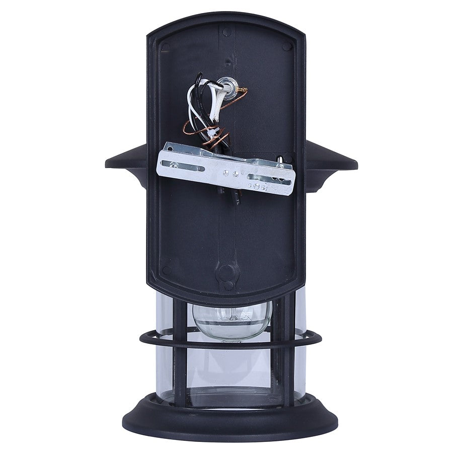 Canarm Dakota 12in 1-Light Outdoor Lantern | Modern Black Metal and Clear Glass | Entryway & Patio | 9.25 x 8 x 12.5 in | Model IOL717BK