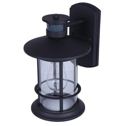 Canarm Dakota 12in 1-Light Outdoor Lantern | Modern Black Metal and Clear Glass | Entryway & Patio | 9.25 x 8 x 12.5 in | Model IOL717BK