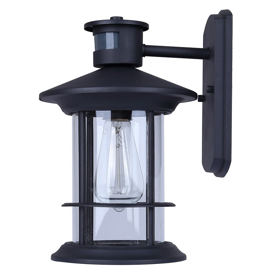 Canarm Dakota 12in 1-Light Outdoor Lantern | Modern Black Metal and Clear Glass | Entryway & Patio | 9.25 x 8 x 12.5 in | Model IOL717BK
