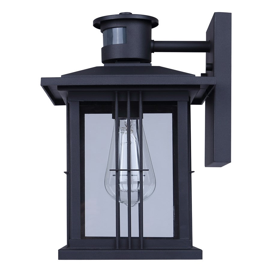 Canarm Grant 12in 1-Light Outdoor Lantern | Black Metal and Clear Glass | Entryway & Patio Security Light | 8.88 x 8 x 12 in | Model IOL718BK