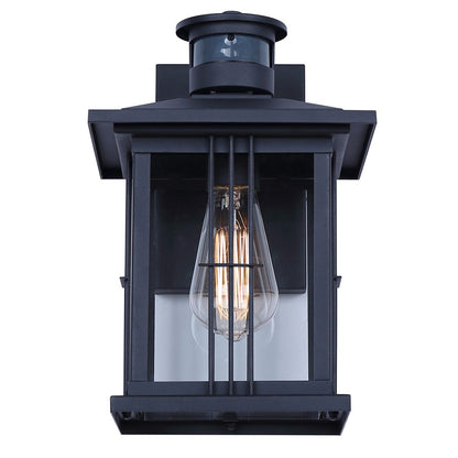 Canarm Grant 12in 1-Light Outdoor Lantern | Black Metal and Clear Glass | Entryway & Patio Security Light | 8.88 x 8 x 12 in | Model IOL718BK