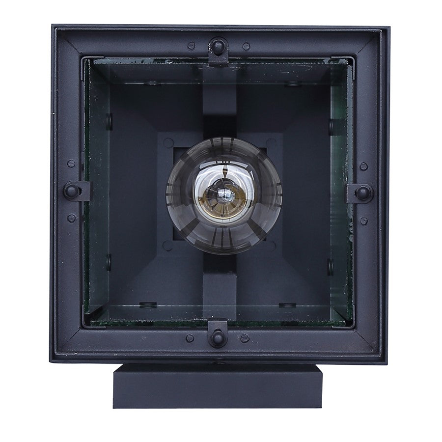 Canarm Grant 12in 1-Light Outdoor Lantern | Black Metal and Clear Glass | Entryway & Patio Security Light | 8.88 x 8 x 12 in | Model IOL718BK