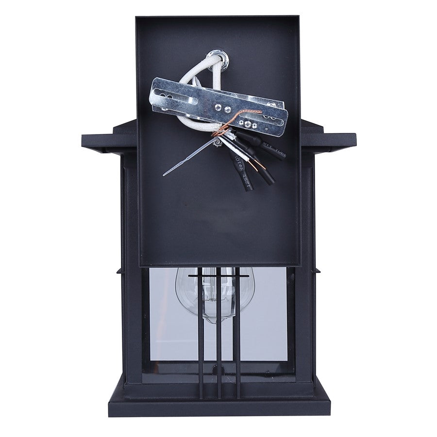 Canarm Grant 12in 1-Light Outdoor Lantern | Black Metal and Clear Glass | Entryway & Patio Security Light | 8.88 x 8 x 12 in | Model IOL718BK