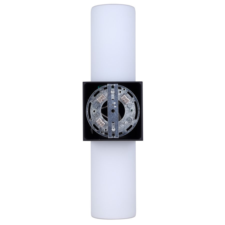 Canarm June 4.37in 2-Light Outdoor Lantern | Modern Black Steel and Opal Glass | Patio & Entryway Up-Down Light | Model IOL728BK