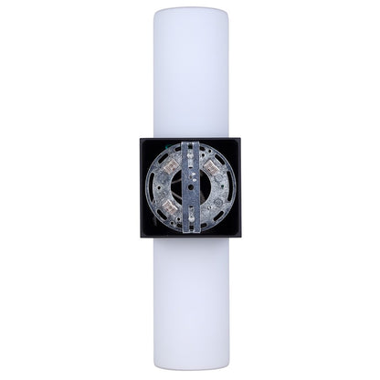 Canarm June 4.37in 2-Light Outdoor Lantern | Modern Black Steel and Opal Glass | Patio & Entryway Up-Down Light | Model IOL728BK