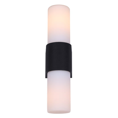 Canarm June 4.37in 2-Light Outdoor Lantern | Modern Black Steel and Opal Glass | Patio & Entryway Up-Down Light | Model IOL728BK