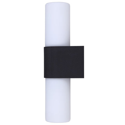 Canarm June 4.37in 2-Light Outdoor Lantern | Modern Black Steel and Opal Glass | Patio & Entryway Up-Down Light | Model IOL728BK