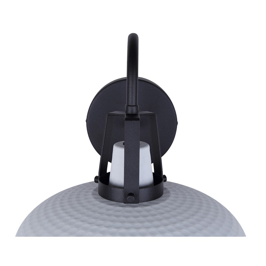 Canarm Jodi 10in 1-Light Outdoor Wall Lantern | Modern Matte Black and White Hammered Shade | Entryway & Porch | 10 x 12.5 x 9 in | Model IOL735BWH