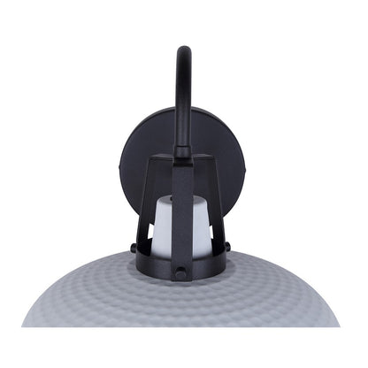 Canarm Jodi 10in 1-Light Outdoor Wall Lantern | Modern Matte Black and White Hammered Shade | Entryway & Porch | 10 x 12.5 x 9 in | Model IOL735BWH