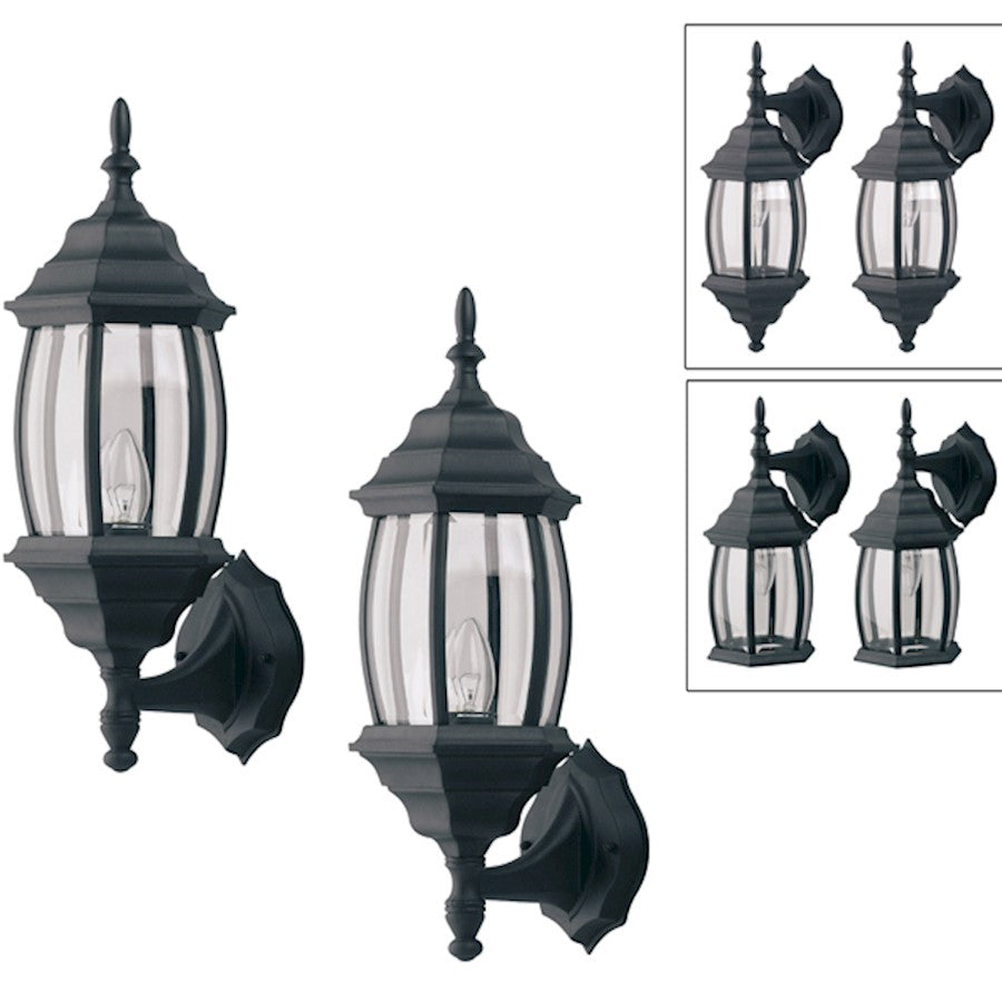 Canarm Outdoor 1-Light Uplight | Modern Black and Clear Beveled Glass | Entryway & Patio Wall Sconce | 7 x 8 x 17 in | Model IOL73T10