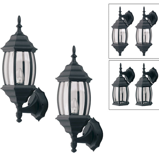 Canarm Outdoor 1-Light Uplight | Modern Black and Clear Beveled Glass | Entryway & Patio Wall Sconce | 7 x 8 x 17 in | Model IOL73T10