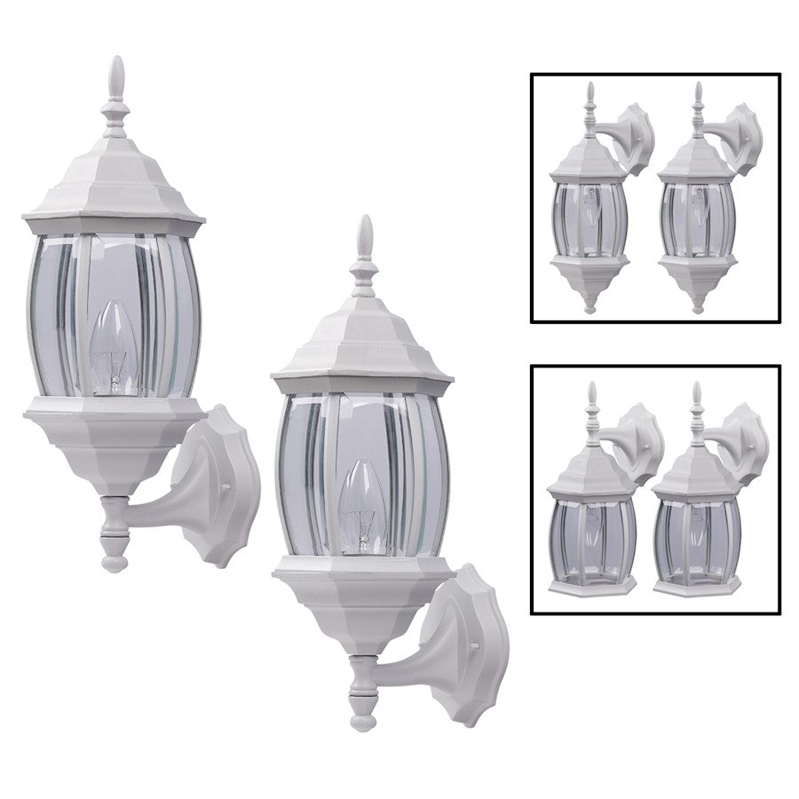 Canarm Outdoor 1-Light Uplight | Modern White and Clear Beveled Glass | Entryway & Patio Wall Sconce | 7 x 8 x 17 in | Model IOL73T11