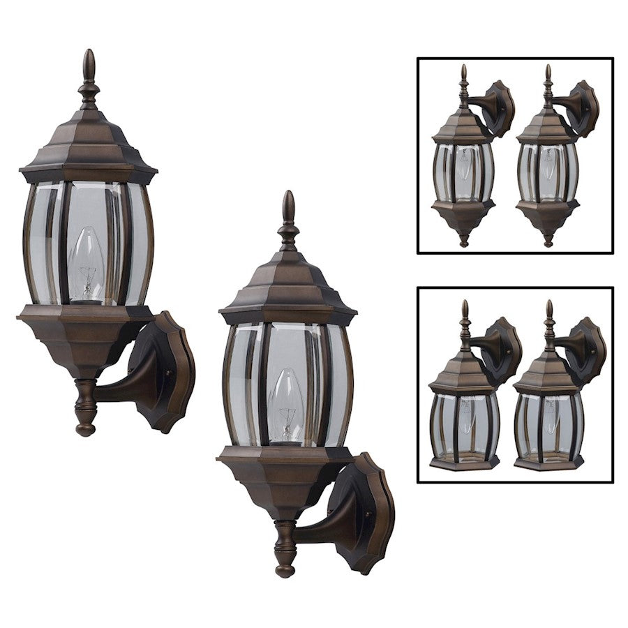 Canarm Outdoor 1-Light Uplight | Oil Rubbed Bronze and Clear Beveled Glass | Entryway & Patio Wall Sconce | 7 x 8 x 17 in | Model IOL73T13