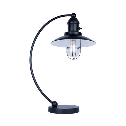 Canarm Cavea 26in 1-Light Outdoor Table Lamp | Modern Matte Black Metal and Clear Glass | Covered Patio & Deck | 17 x 11 x 26 in | Model IOTL688BK