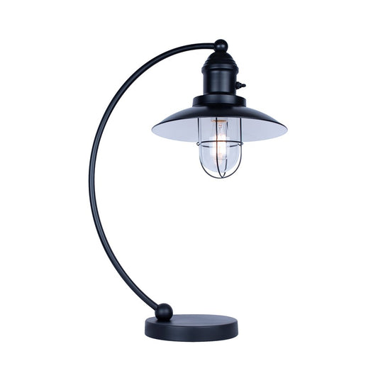 Canarm Cavea 26in 1-Light Outdoor Table Lamp | Modern Matte Black Metal and Clear Glass | Covered Patio & Deck | 17 x 11 x 26 in | Model IOTL688BK