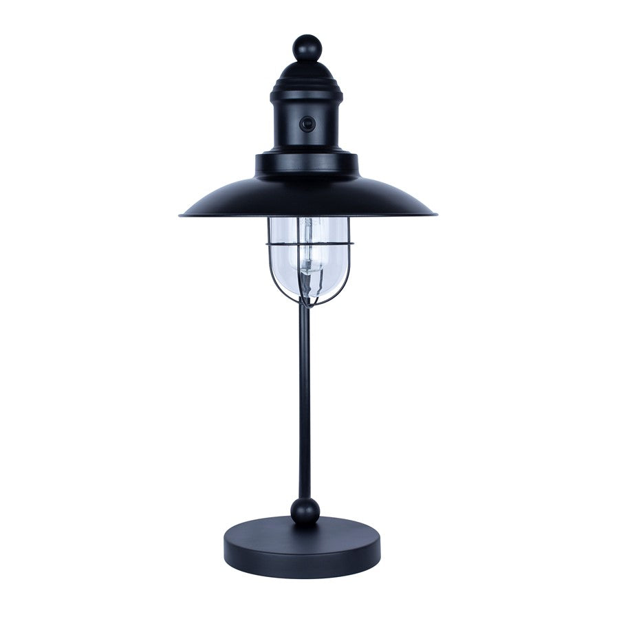 Canarm Cavea 26in 1-Light Outdoor Table Lamp | Modern Matte Black Metal and Clear Glass | Covered Patio & Deck | 17 x 11 x 26 in | Model IOTL688BK