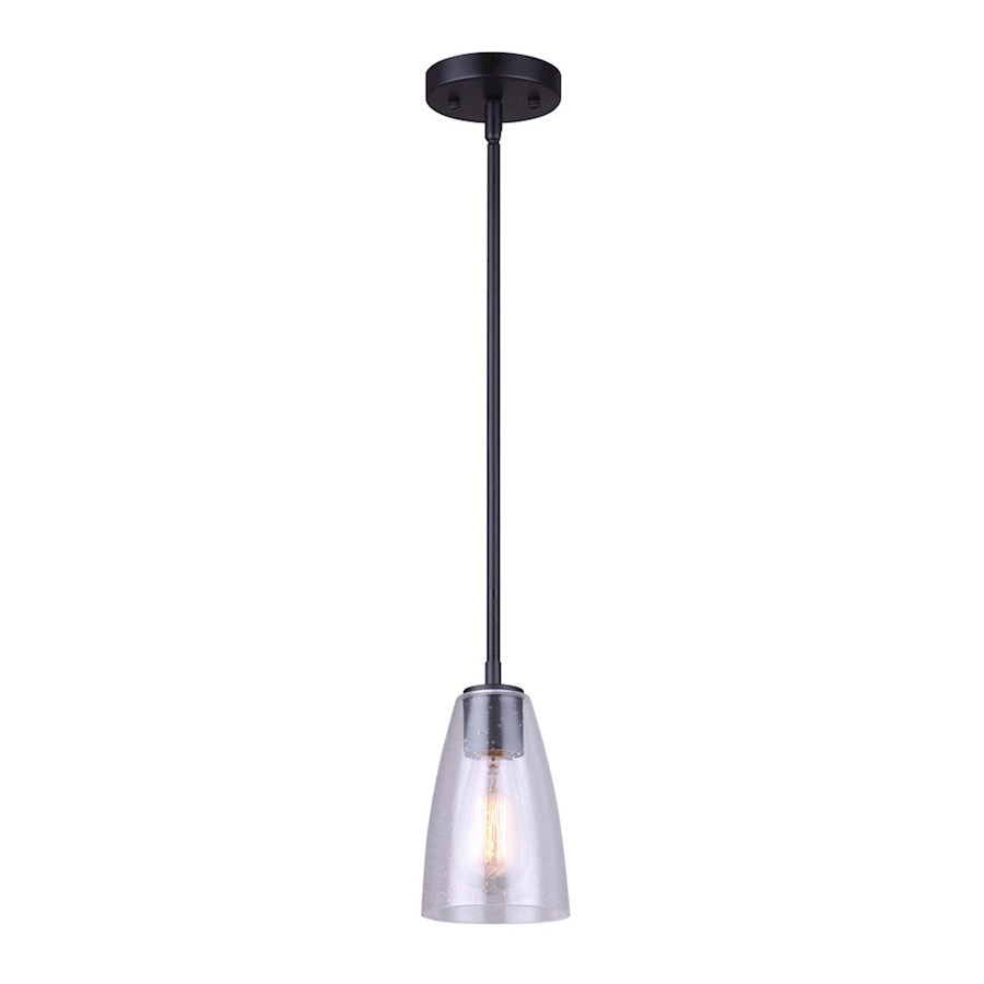 Canarm Kona 5in 1-Light Pendant | Modern Black Metal | Kitchen Island & Dining Room | 5 x 5 x 11 in | Model IPL1013A01BK