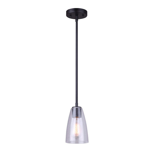 Canarm Kona 5in 1-Light Pendant | Modern Black Metal | Kitchen Island & Dining Room | 5 x 5 x 11 in | Model IPL1013A01BK