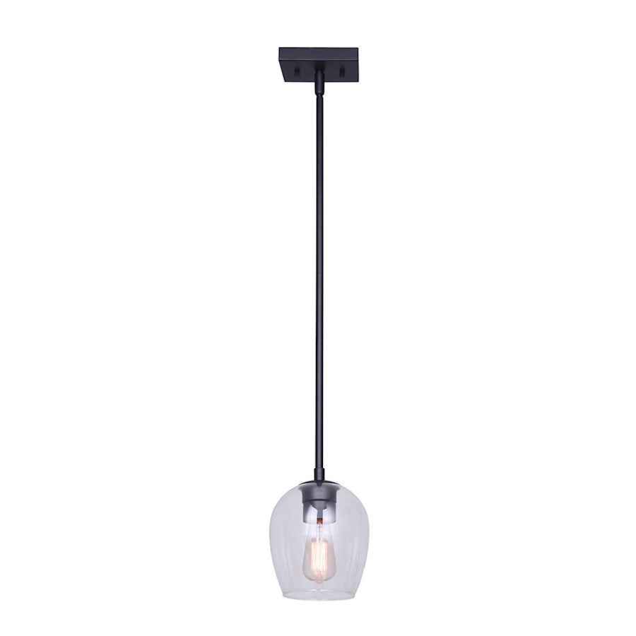 Canarm Cain 6in 1-Light Pendant | Modern Black Metal | Kitchen Island & Dining Room | 6 x 6 x 10 in | Model IPL1019A01BK