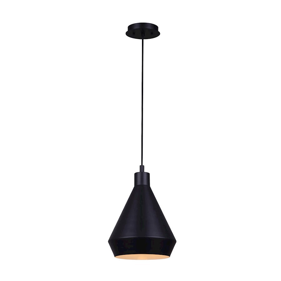 Canarm Byck 9in 1-Light Pendant | Modern Black Metal | Kitchen Island & Dining Room | 9 x 9 x 14 in | Model IPL1020A01BK