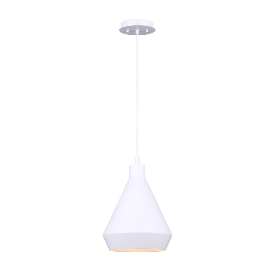 Canarm Byck 9in 1-Light Pendant | Mid-Century Matte White Metal | Kitchen Island & Dining Room | 9 x 9.5 in Shade | Model IPL1020A01WH