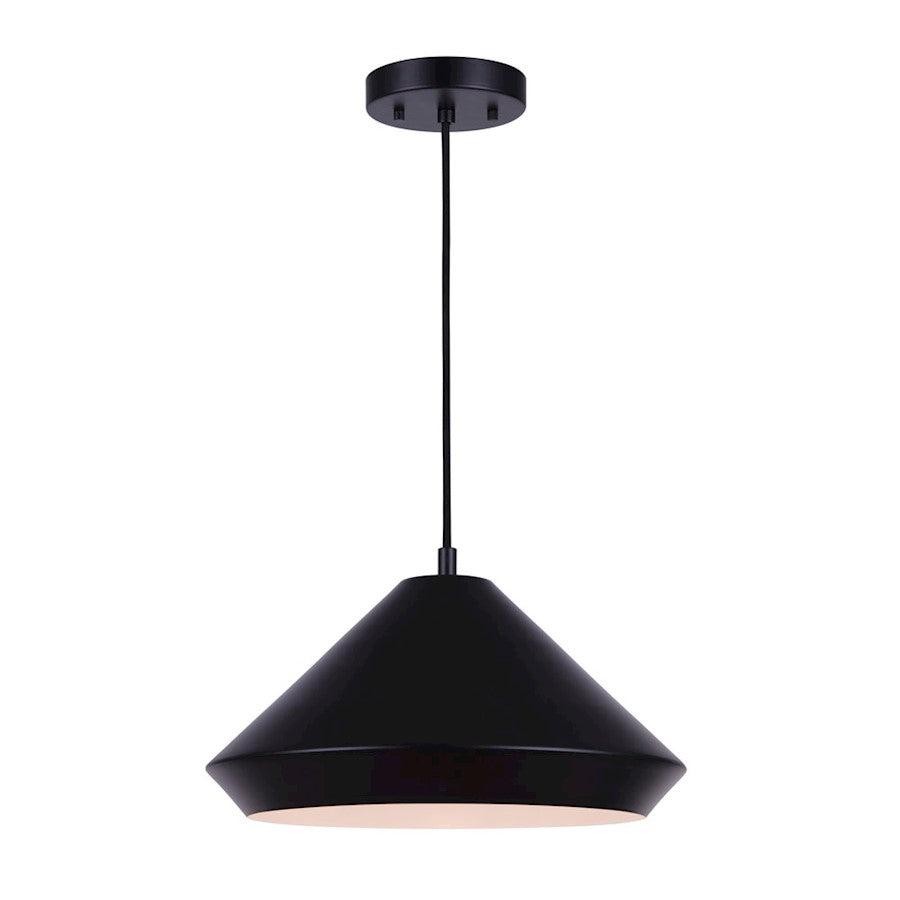Canarm Byck 16in 1-Light Pendant | Mid-Century Matte Black Metal | Kitchen Island & Entryway | 16 x 10 in | Model IPL1020A16BK