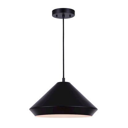 Canarm Byck 16in 1-Light Pendant | Mid-Century Matte Black Metal | Kitchen Island & Entryway | 16 x 10 in | Model IPL1020A16BK