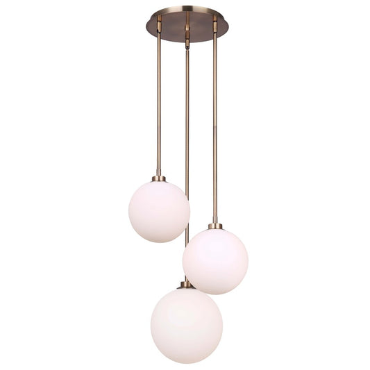 Canarm Simone 15in 3-Light Pendant | Gold and Opal Glass | Dining Room & Living Room | 15 x 15 x 25 in | Model IPL1032A03GD