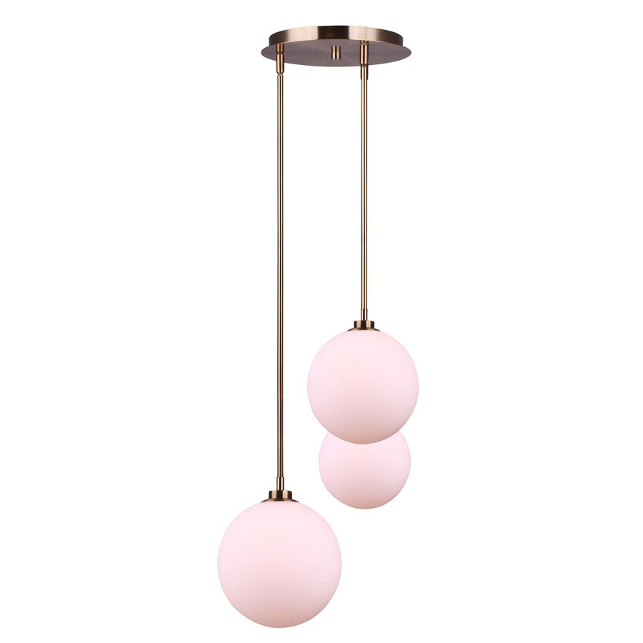 Canarm Simone 15in 3-Light Pendant | Gold and Opal Glass | Dining Room & Living Room | 15 x 15 x 25 in | Model IPL1032A03GD