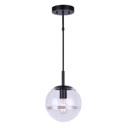 Canarm Neo 9in 1-Light Cord Pendant | Matte Black and Glass | Entryway & Bedside | 9 x 8 x 17 in | Model IPL1051A01BK