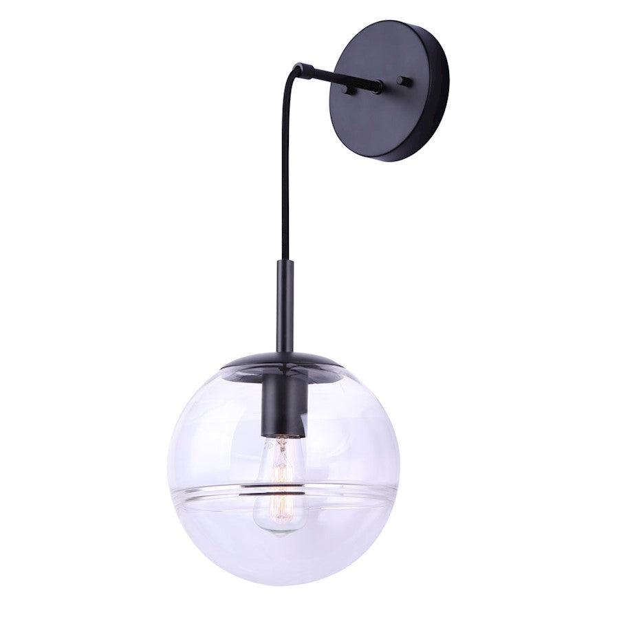 Canarm Neo 9in 1-Light Cord Pendant | Matte Black and Glass | Entryway & Bedside | 9 x 8 x 17 in | Model IPL1051A01BK