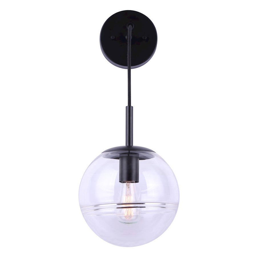 Canarm Neo 9in 1-Light Cord Pendant | Matte Black and Glass | Entryway & Bedside | 9 x 8 x 17 in | Model IPL1051A01BK