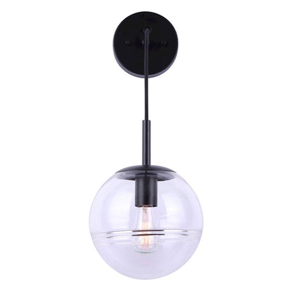 Canarm Neo 9in 1-Light Cord Pendant | Matte Black and Glass | Entryway & Bedside | 9 x 8 x 17 in | Model IPL1051A01BK