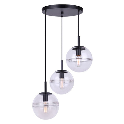 Canarm Neo 20in 3-Light Cord Pendant | Matte Black and Glass | Entryway & Kitchen Nook | 20 x 20 x 22251 in | Model IPL1051A03BK