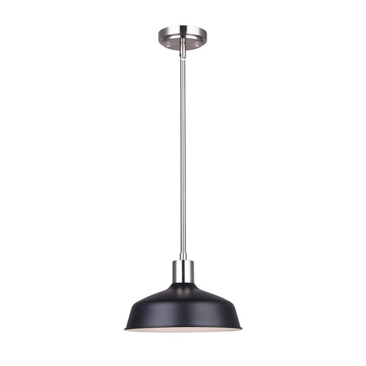 Canarm Bello 10in 1-Light Pendant | Brushed Nickel and Matte Black Metal | Kitchen Island & Dining Room | 10.25 x 9.5 x 57.5 in | Model IPL1055A01BKN