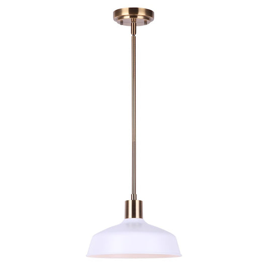 Canarm Bello 10in 1-Light Pendant | Gold and White Metal | Kitchen Island & Dining Room | 10.25 x 9.5 x 57.5 in | Model IPL1055A01GDW