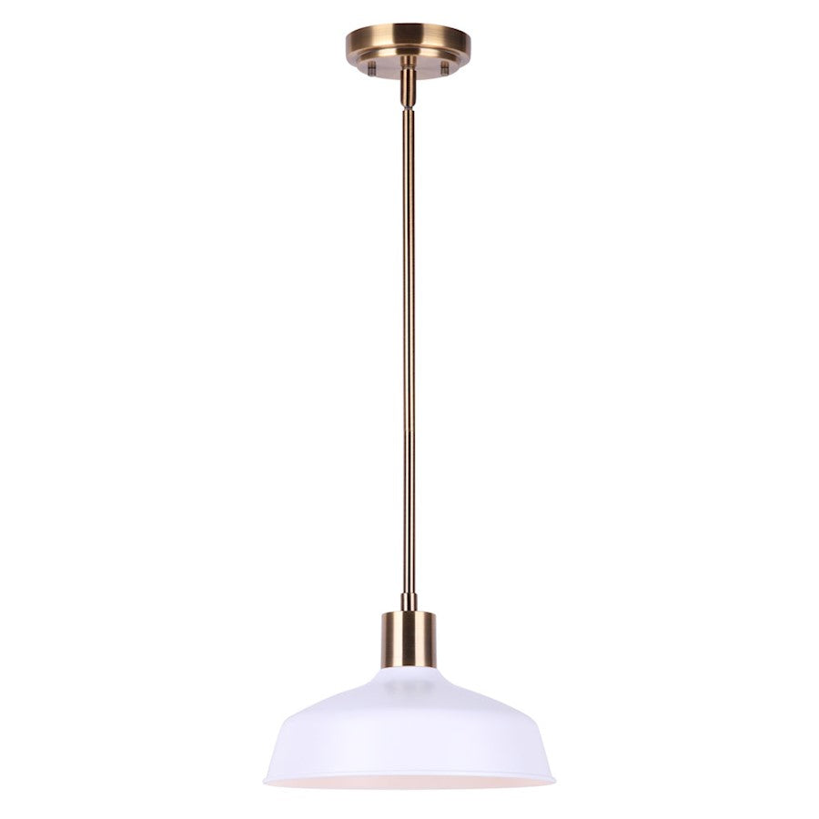 Canarm Bello 10in 1-Light Pendant | Gold and White Metal | Kitchen Island & Dining Room | 10.25 x 9.5 x 57.5 in | Model IPL1055A01GDW