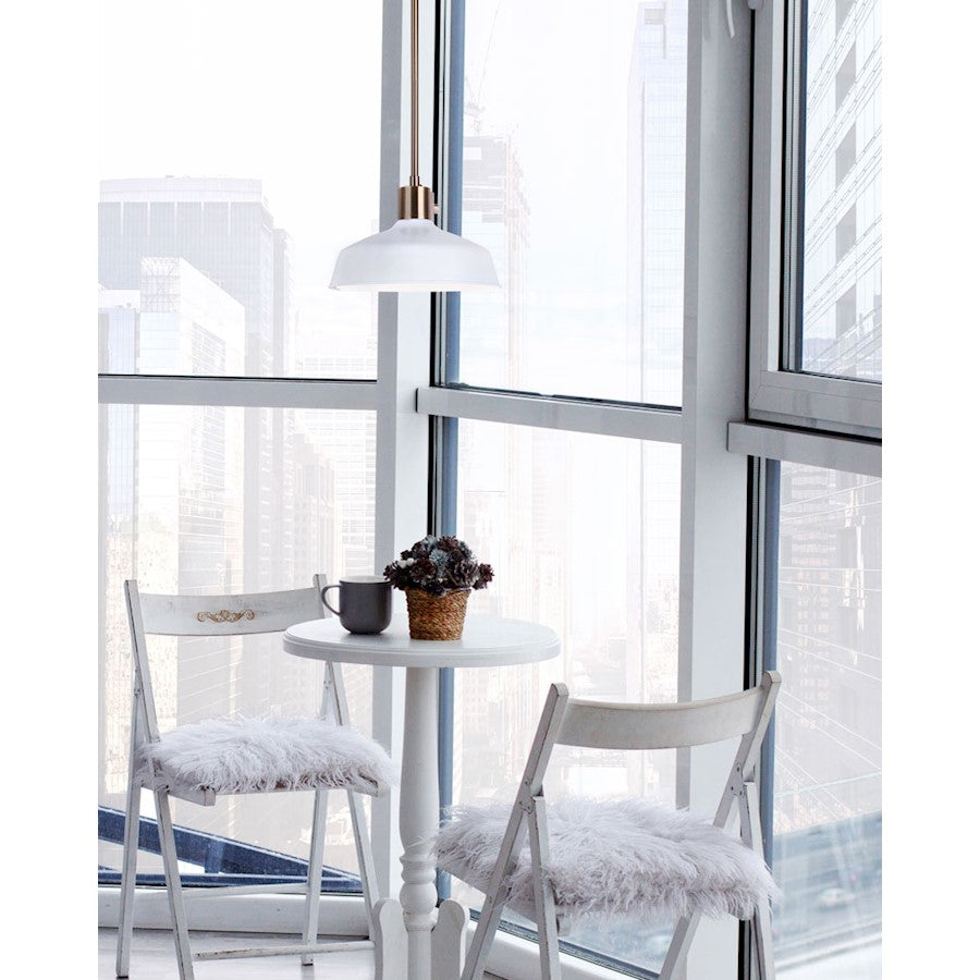 Canarm Bello 10in 1-Light Pendant | Gold and White Metal | Kitchen Island & Dining Room | 10.25 x 9.5 x 57.5 in | Model IPL1055A01GDW