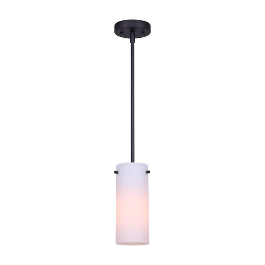 Canarm Lander 5in 1-Light Pendant | Matte Black and Opal Glass | Kitchen Island & Dining Room | 16.5-58.5 in H | Model IPL1063A01BK