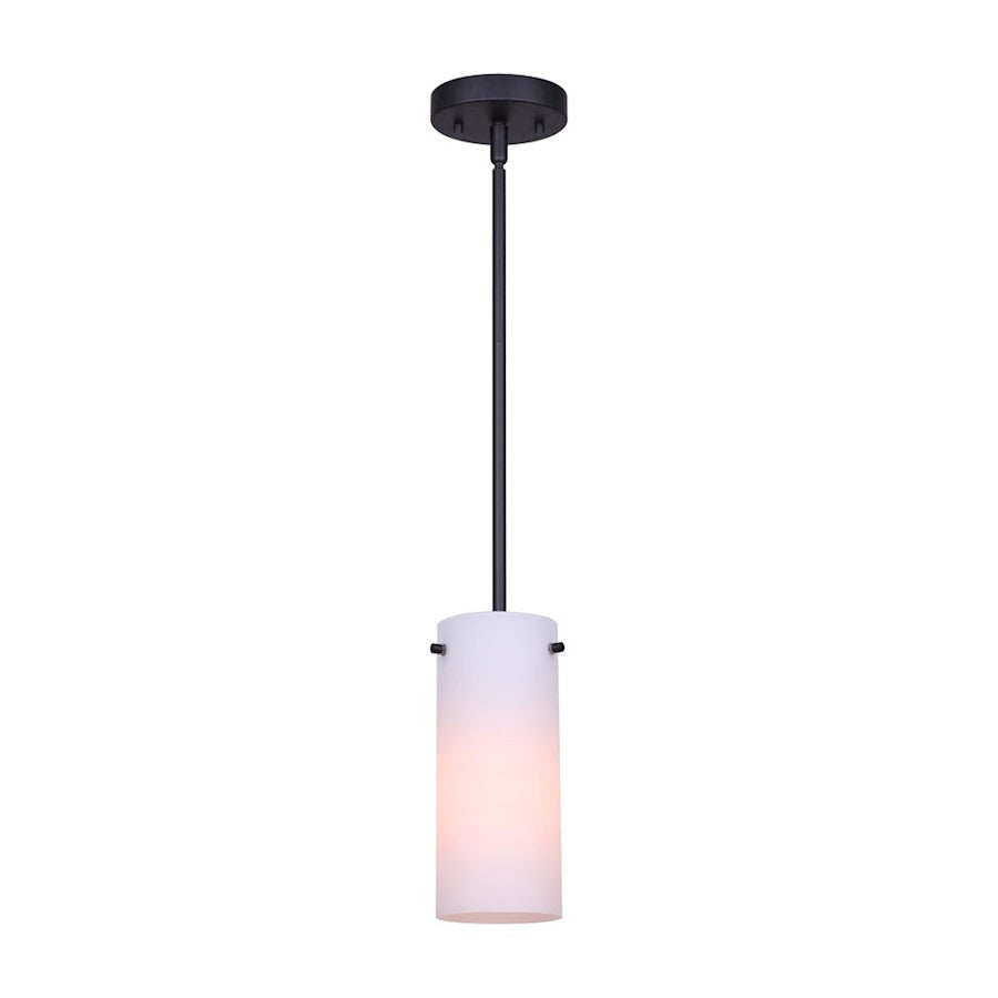 Canarm Lander 5in 1-Light Pendant | Matte Black and Opal Glass | Kitchen Island & Dining Room | 16.5-58.5 in H | Model IPL1063A01BK