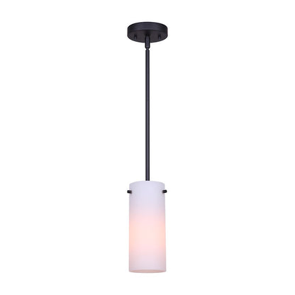 Canarm Lander 5in 1-Light Pendant | Matte Black and Opal Glass | Kitchen Island & Dining Room | 16.5-58.5 in H | Model IPL1063A01BK