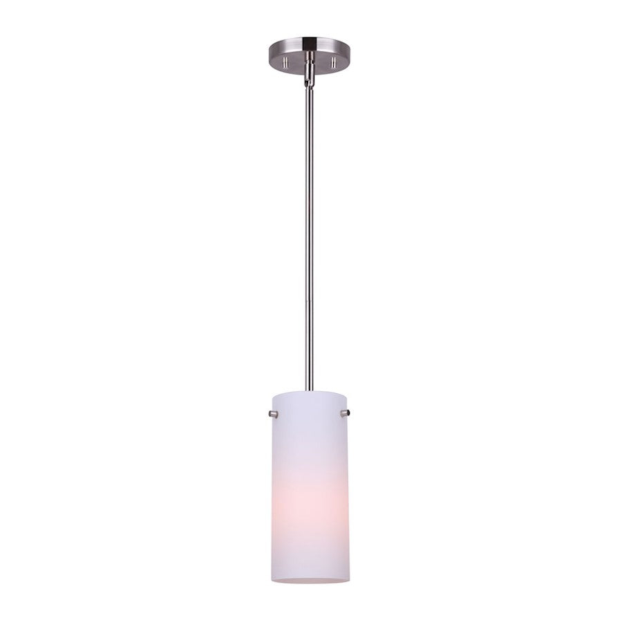 Canarm Lander 5in 1-Light Pendant | Brushed Nickel and Opal Glass | Kitchen Island & Dining Room | 5 x 5 x 16-58 in | Model IPL1063A01BN