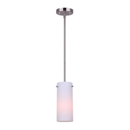 Canarm Lander 5in 1-Light Pendant | Brushed Nickel and Opal Glass | Kitchen Island & Dining Room | 5 x 5 x 16-58 in | Model IPL1063A01BN