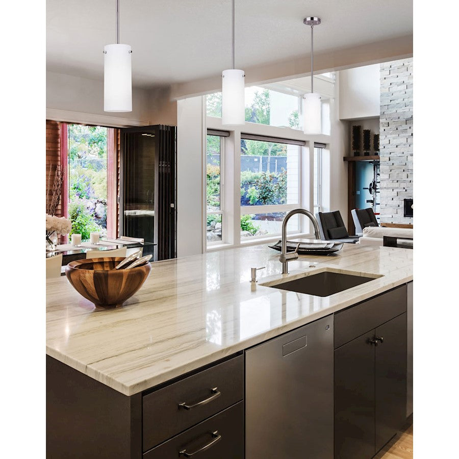 Canarm Lander 5in 1-Light Pendant | Brushed Nickel and Opal Glass | Kitchen Island & Dining Room | 5 x 5 x 16-58 in | Model IPL1063A01BN