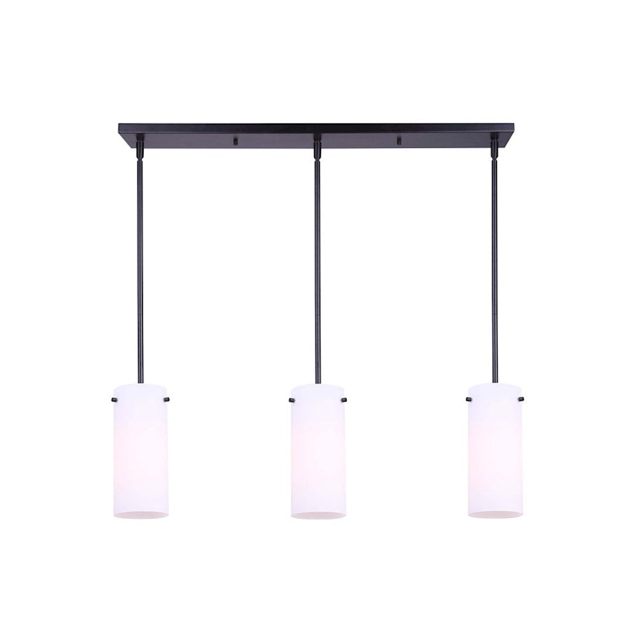 Canarm Lander 30in 3-Light Pendant | Matte Black and Opal Glass | Kitchen Island & Dining Room | 30 x 5 x 16-58 in | Model IPL1063A03BK