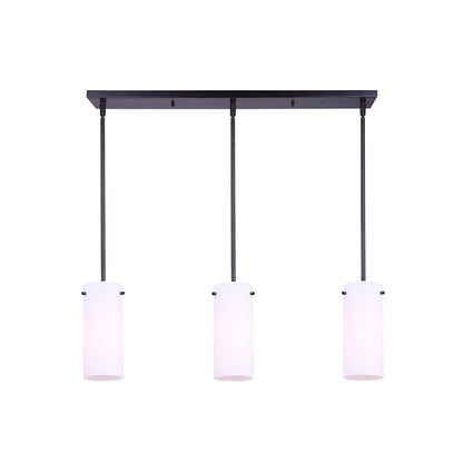 Canarm Lander 30in 3-Light Pendant | Matte Black and Opal Glass | Kitchen Island & Dining Room | 30 x 5 x 16-58 in | Model IPL1063A03BK